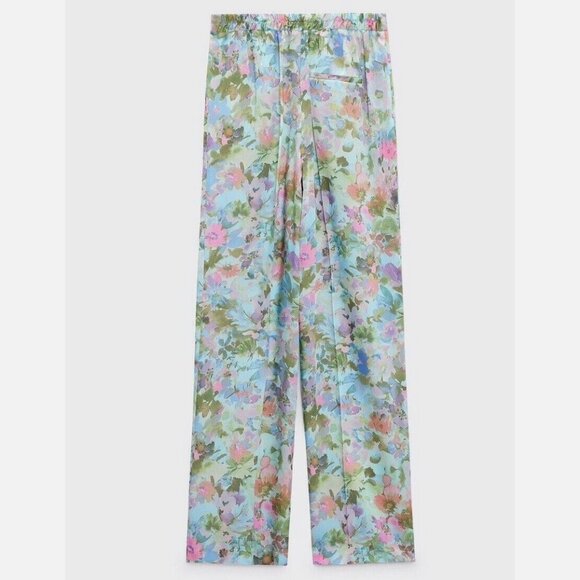 Zara Floral Printed Satin Trousers - Picture 6 of 12